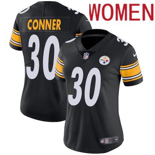 Women Pittsburgh Steelers #30 James Conner Nike Black Vapor Limited NFL Jersey